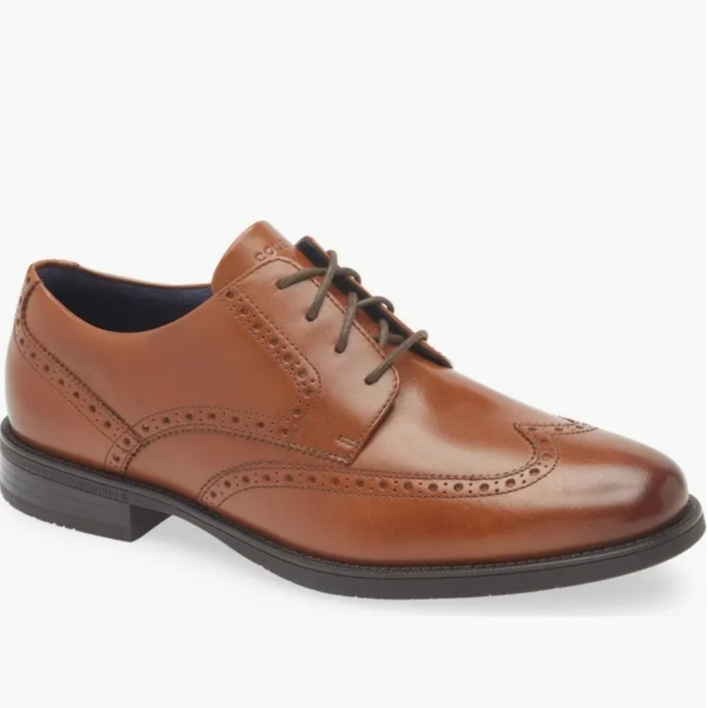 Cole Haan Mens Tan Leather Wingtip Oxfords Size 12 NWT Groom Shoes Formal Office